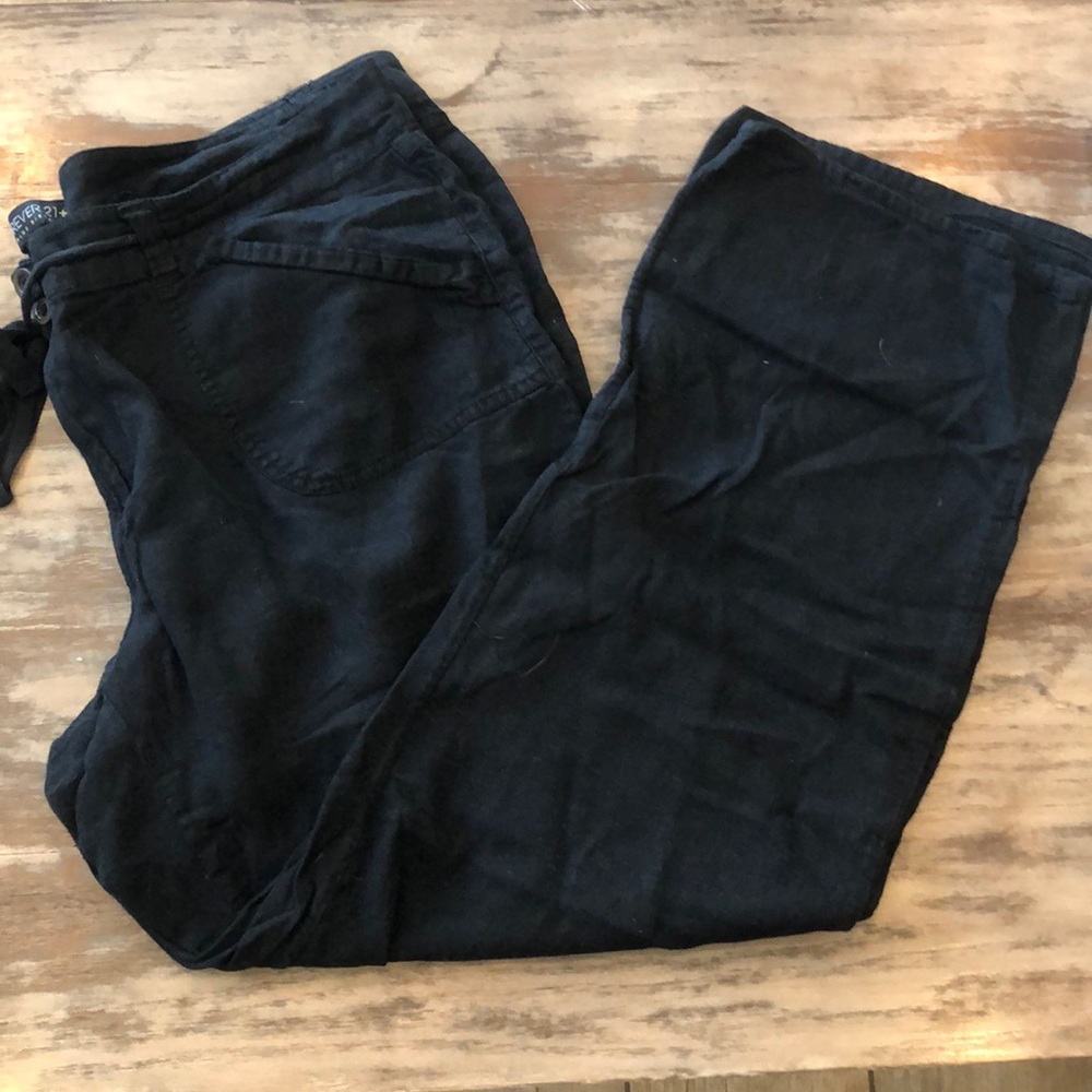 Forever 21 - Linen Style Pants - Black - Size 18